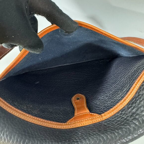 Vintage Dooney & Bourke All-Weather-Leather Navy Blue Tan Leather Trims Bag - Picture 8 of 11